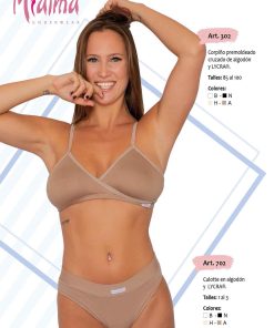 Codigo: 302 -- mi alma lenceria -- Corpiño Premoldeado Cruzado de Algodon y Lycra