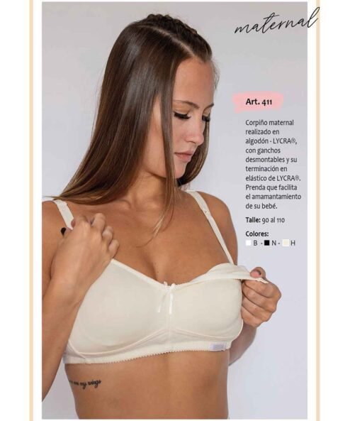 Codigo: 411 -- mi alma lenceria -- Corpiño Maternal Realizado en Algodon - Lycra, c/Ganchos Desmontables y Terminacion en Elastico de Lycra.