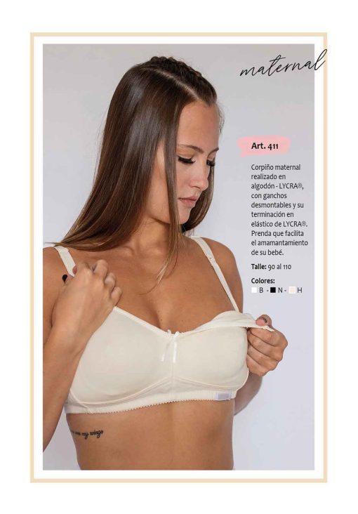 Codigo: 411 -- mi alma lenceria -- Corpiño Maternal Realizado en Algodon - Lycra, c/Ganchos Desmontables y Terminacion en Elastico de Lycra.
