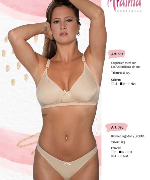 Codigo: 182 -- mi alma lenceria -- Corpiño en Tricot c/Lycra Brillante s/Aro