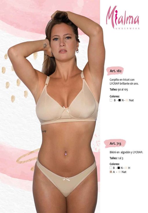 Codigo: 182 -- mi alma lenceria -- Corpiño en Tricot c/Lycra Brillante s/Aro