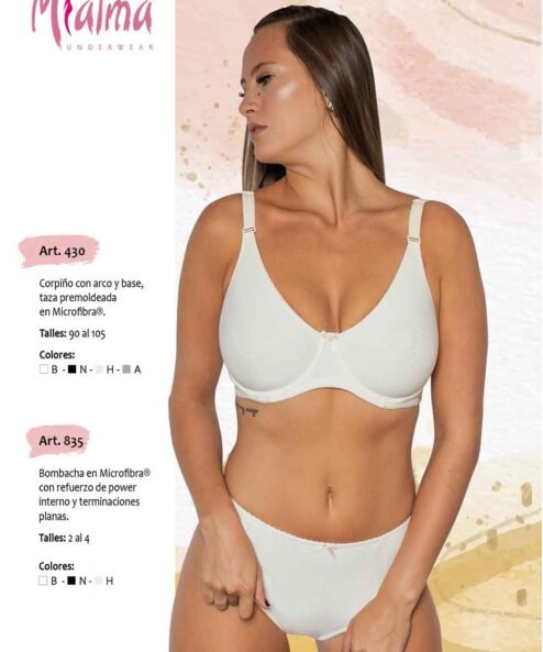 Codigo: 430 -- mi alma lenceria -- Corpiño c/Arco y Base, Taza Premoldeada en Microfibra