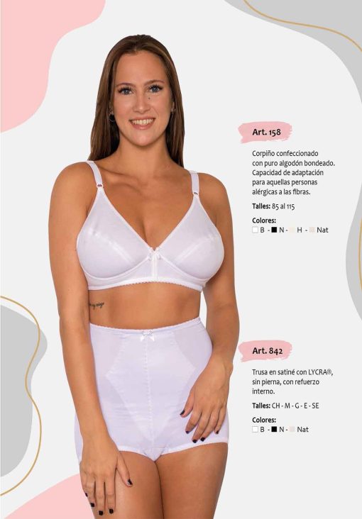 Codigo: 158 -- mi alma lenceria -- Corpiño Confeccionado c/Puro Algodon Bondeado
