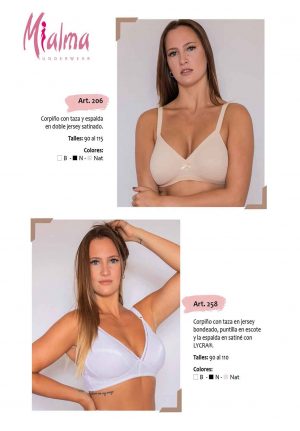 Codigo: 206 -- mi alma lenceria -- Corpiño c/Taza y Espalda en Doble Jersey Satinado