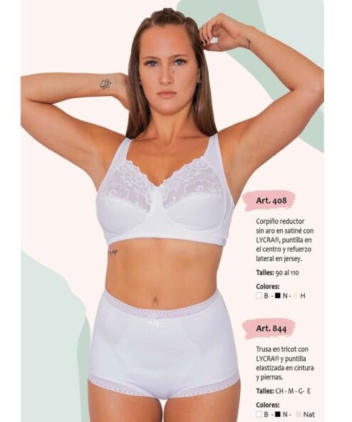 Codigo: 408 -- mi alma lenceria -- Corpiño Reductor s/Aro en Satine c/Lycra, Puntilla en el Centro y Refuerzo Lateral en Jersey