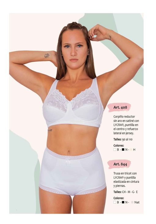 Codigo: 408 -- mi alma lenceria -- Corpiño Reductor s/Aro en Satine c/Lycra, Puntilla en el Centro y Refuerzo Lateral en Jersey
