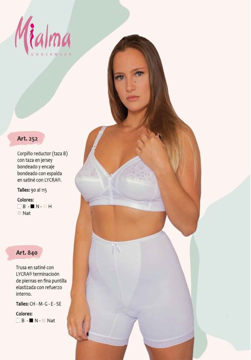 Codigo: 252 -- mi alma lenceria -- Corpiño Reductor (Taza B) c/Taza en Jersey Bondeado y Encaje Bondeado c/Espalda en Satine c/Lycra