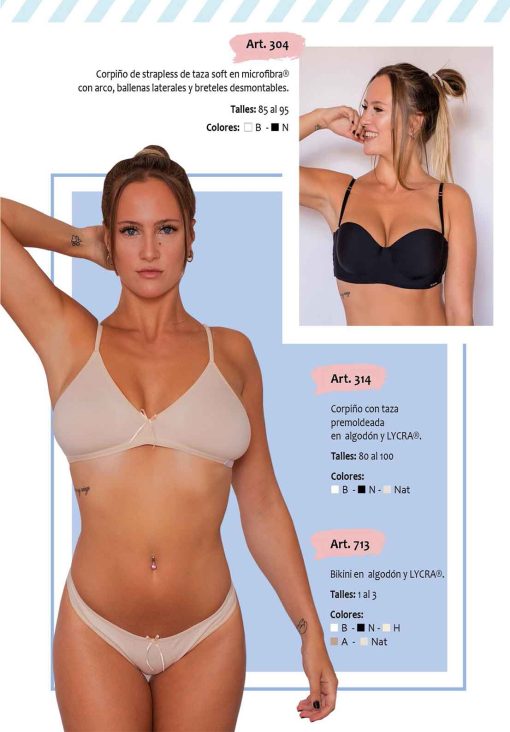 Codigo: 314 -- mi alma lenceria -- Corpiño c/Taza Premoldeada en Algodon y Lycra