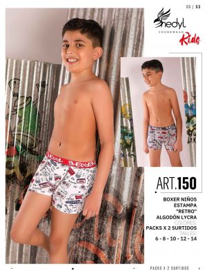 Codigo: 150 -- Boxer Shedyl -- Pack X 2 Boxer Niño Estampa "RETRO" Algodon Lycra