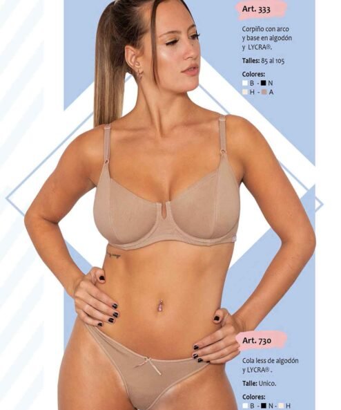 Codigo: 333 -- mi alma lenceria -- Corpiño c/Arco y Base en Algodon y Lycra