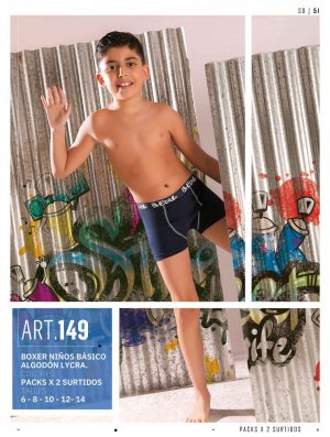 Codigo: 149 -- Boxer Shedyl -- Pack X 2 Boxer Niño Basico Algodon Lycra