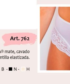 Codigo: 762 -- mi alma lenceria -- Bombacha Alta en Tricot con Lycra Mate, Cavado en Piernas con Puntilla Elastizada