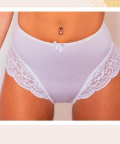 Codigo: 762 -- mi alma lenceria -- Bombacha Alta en Tricot con Lycra Mate, Cavado en Piernas con Puntilla Elastizada