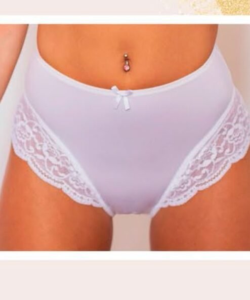 Codigo: 762 -- mi alma lenceria -- Bombacha Alta en Tricot con Lycra Mate, Cavado en Piernas con Puntilla Elastizada