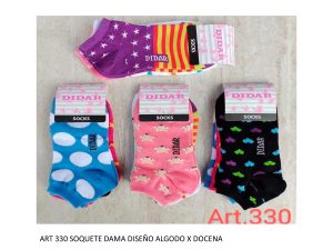 Codigo: 330 -- didar -- Soquete Dama Diseño Algodon X DOCENA