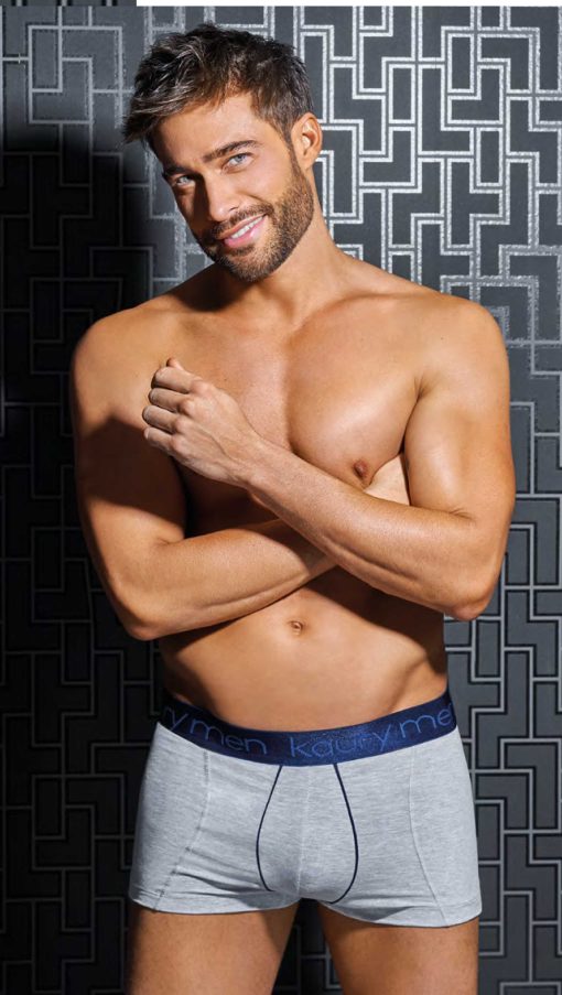 Codigo: 20 -- kaury men -- Boxer corto de algodón liso con detalle a contratono y elástico personalizado. - Image 2