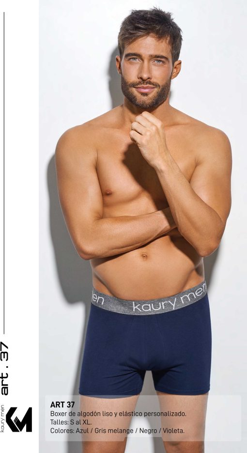 Codigo: 37 -- kaury men -- Boxer de algodón liso y elástico personalizado