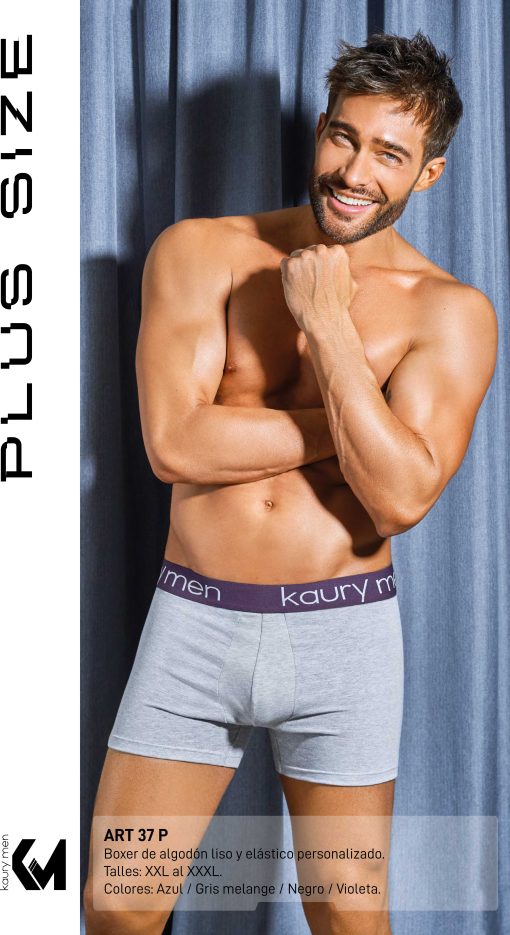 Codigo: 37P -- kaury men -- Boxer de algodón liso y elástico personalizado
