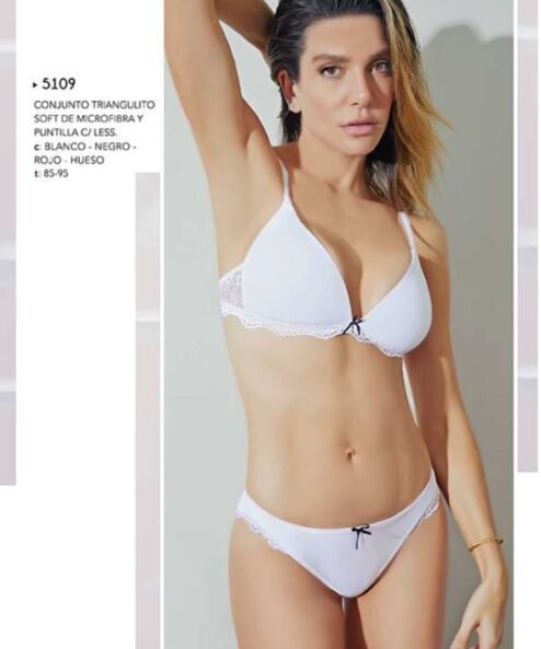 Codigo: 5109 -- lody lenceria -- CONJUNTO TRIANGULO SOFT MICROFIBRA Y PUNTILLA C/ LESS