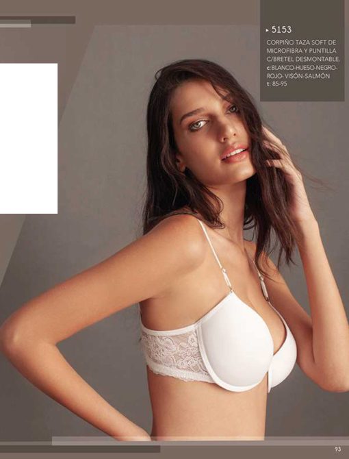 Codigo: 5153 -- lody lenceria -- CORPIÑO TAZA SOFT MICROFIBRA Y PUNTILLA C/BRETEL DESMONTABLE