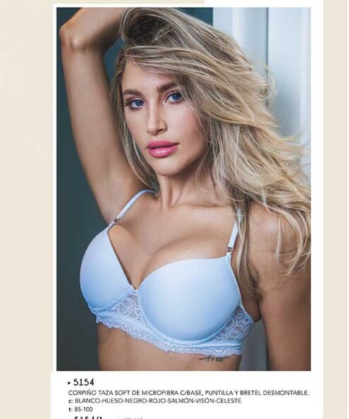 Codigo: 5154 -- lody lenceria -- CORPIÑO TAZA SOFT MICROFIBRA C/BASE PUNTILLA Y BRETEL DESMONTABLE