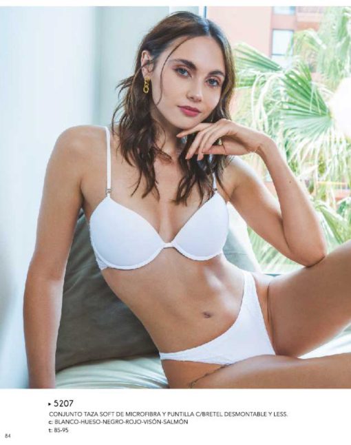 Codigo: 5207 -- lody lenceria -- CONJUNTO TAZA SOFT MICROFIBRA Y PUNTILLA C/BRETEL DESMONTABLE Y LESS