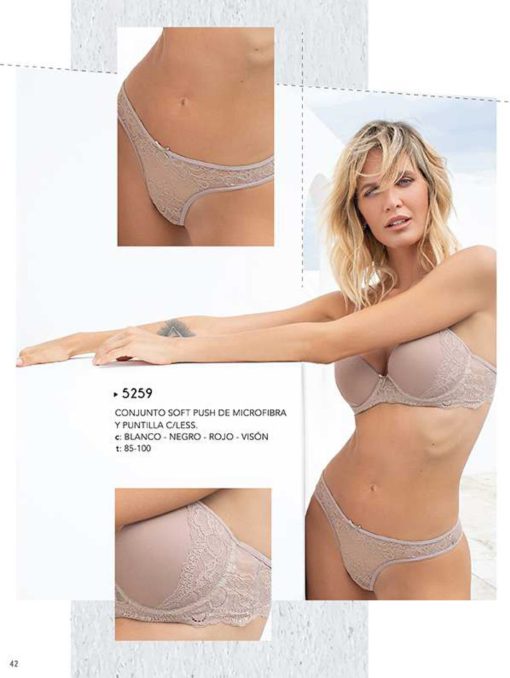 Codigo: 5259 -- lody lenceria -- CONJUNTO SOFT PUSH DE MICROF . Y PUNTILLA C/LESS