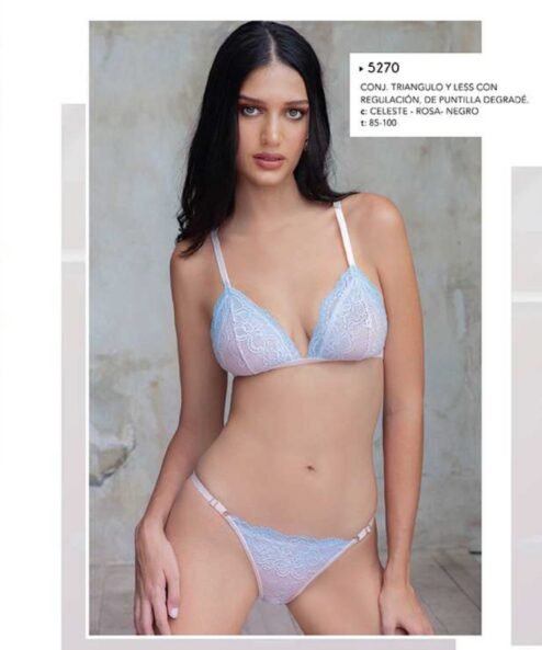Codigo: 5270 -- lody lenceria -- CONJUNTO TRIANGULO Y LESS CON REGULACIÓN , PUNTILLA DEGRADE
