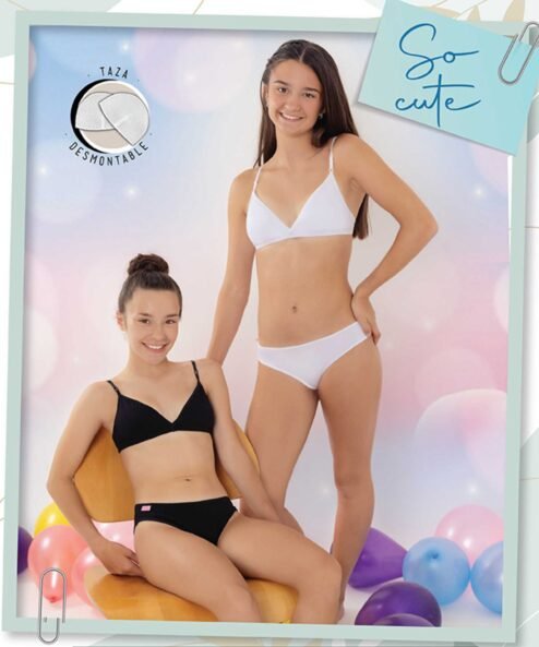Codigo: 3000 -- marey lenceria -- conjunto teens algodon con lycra liso con vedetina con taza desmontable