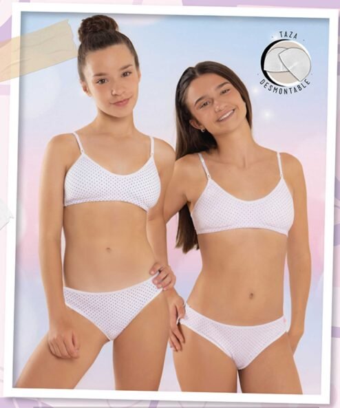 Codigo: 3006 -- marey lenceria -- conjunto teens algodon con lycra estampado con vedetina con taza desmontable