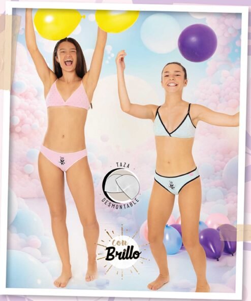 Codigo: 3021 -- marey lenceria -- conjunto teens algodon con lycra estampado con vedetina con taza desmontable