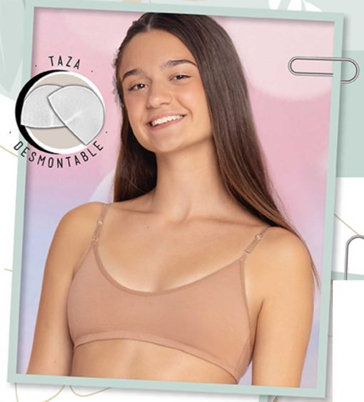 Codigo: 3030 -- marey lenceria -- corpiño teens algodon con lycra liso con taza desmontable