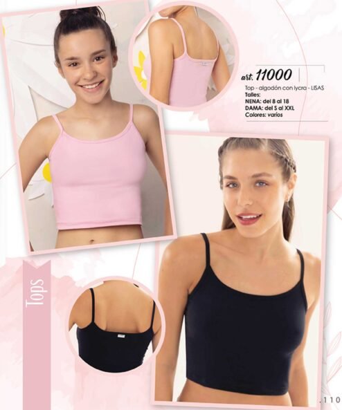 Codigo: 11000 -- marey lingerie -- Top algodon con lycra LISAS