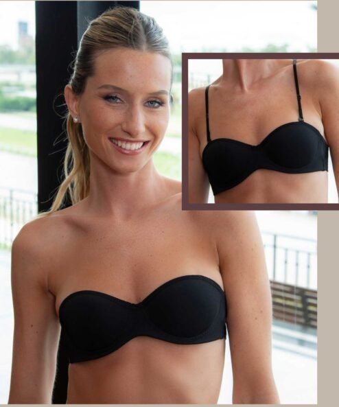 Codigo: 1299 -- Natubel -- Corpiño TASA SOFT BANDEAU en Microfibra con ANTIDESLIZANTE en Cintura y Coleta con Breteles Desmontables