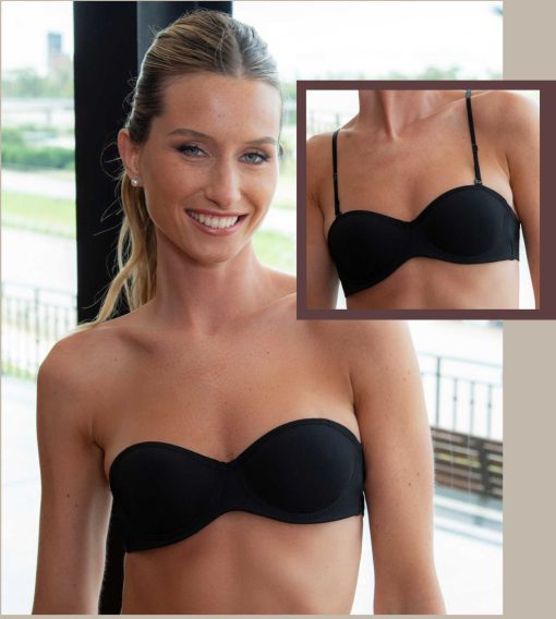 Codigo: 1299 -- Natubel -- Corpiño TASA SOFT BANDEAU en Microfibra con ANTIDESLIZANTE en Cintura y Coleta con Breteles Desmontables