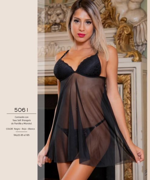 Codigo: 5061 -- Natubel -- Camisolin con Tasa Soft Triangulo de Puntilla y Microtul.