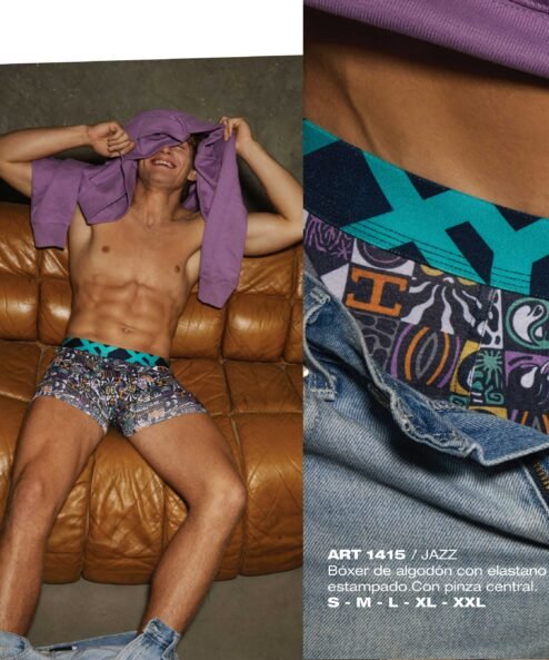 Codigo: 1415 -- boxer xy -- Bóxer de algodón con elastano estampado.Con pinza central.