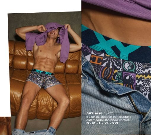 Codigo: 1415 -- boxer xy -- Bóxer de algodón con elastano estampado.Con pinza central.