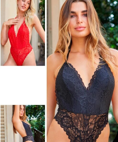 Codigo: 1766 -- tiento ropa interior -- Body forrado cola less puntilla.