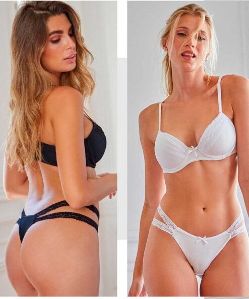 Codigo: 303 -- tiento ropa interior -- Conjunto taza soft y tanga less de morley y puntilla.