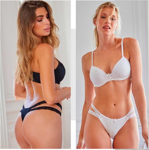 Codigo: 303 -- tiento ropa interior -- Conjunto taza soft y tanga less de morley y puntilla.