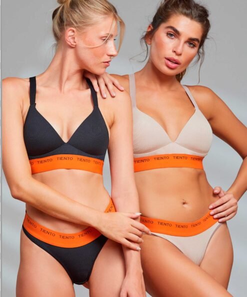 Codigo: 403 -- tiento ropa interior -- Conjunto top triangulo taza soft deportivo y cola less de morley