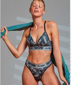 Codigo: 415 -- tiento ropa interior -- Conjunto top triangulo taza soft deportivo y cola less de microfibra