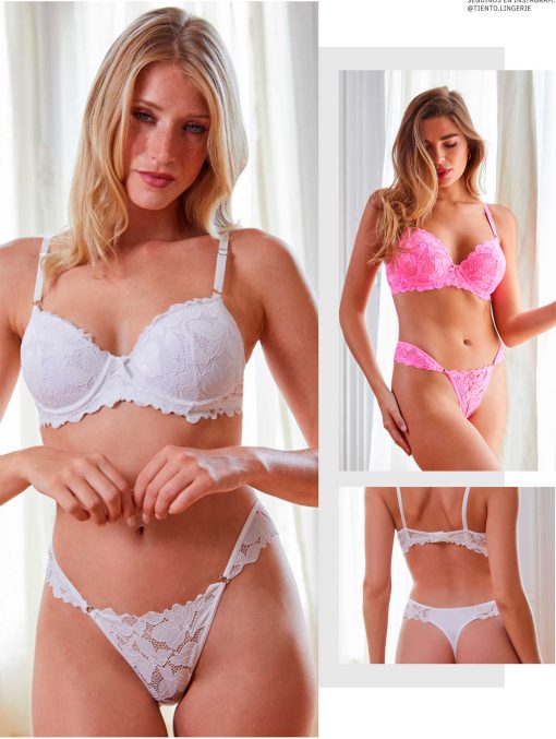 Codigo: 708 -- tiento ropa interior -- Conjunto taza soft push up y cola less de puntilla.