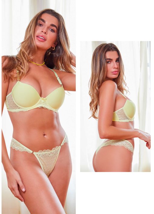 Codigo: 720 -- tiento ropa interior -- Conjunto taza soft y cola less de microfibra fantasia y puntilla