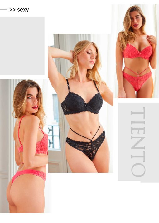 Codigo: 793 -- tiento ropa interior -- Conjunto taza soft y cola less con tira de microfibra y puntilla.