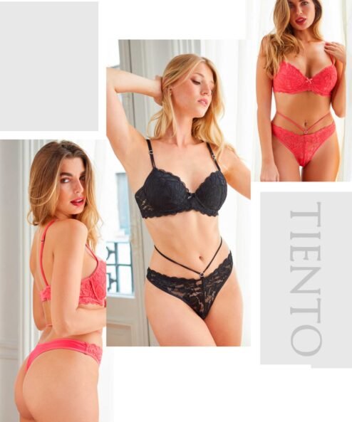 Codigo: 793 -- tiento ropa interior -- Conjunto taza soft y cola less con tira de microfibra y puntilla.