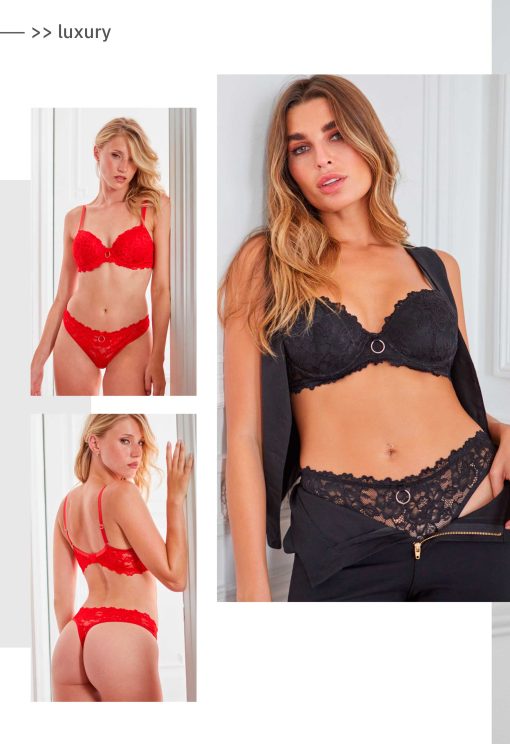 Codigo: 827 -- tiento ropa interior -- Conjunto taza soft y cola less de puntilla. - Image 2