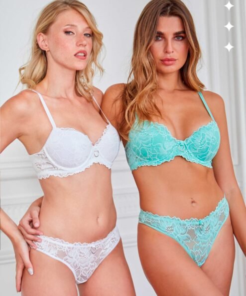 Codigo: 827 -- tiento ropa interior -- Conjunto taza soft y cola less de puntilla.