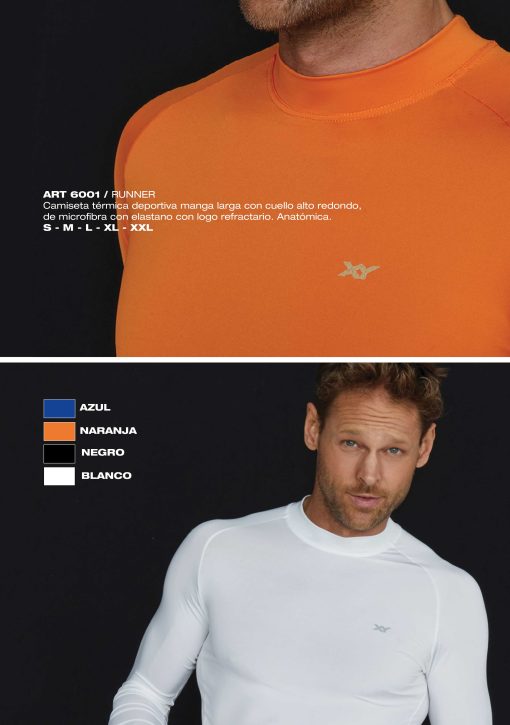 Codigo: 6001 -- boxer xy -- Camiseta térmica deportiva manga larga con cuello alto redondo, de microfibra con elastano con logo refractario. Anatómica. - Image 2